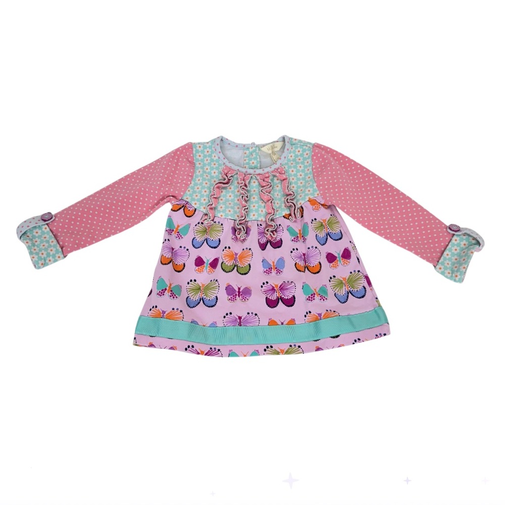 Matilda Jane Multicolored Pastel Floral Mixed Print Long Sleeve Butterfly Shirt